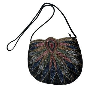 Jacobson's Vintage Iridescent Beaded Evening Bag Starburst Minibag Handmade